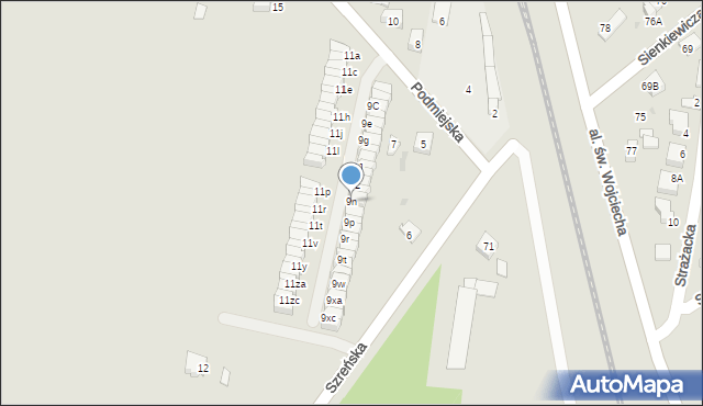 Mława, Podmiejska, 9n, mapa Mława