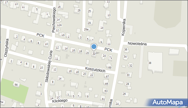 Mława, Polskiego Czerwonego Krzyża, 22, mapa Mława