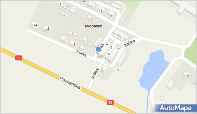 Młodasko, Polna, 2/1, mapa Młodasko