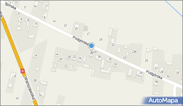 Młynek, Podgórska, 26, mapa Młynek