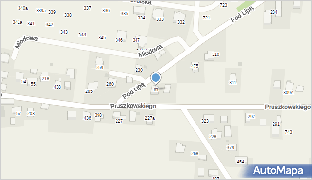 Mników, Pod Lipą, 2, mapa Mników