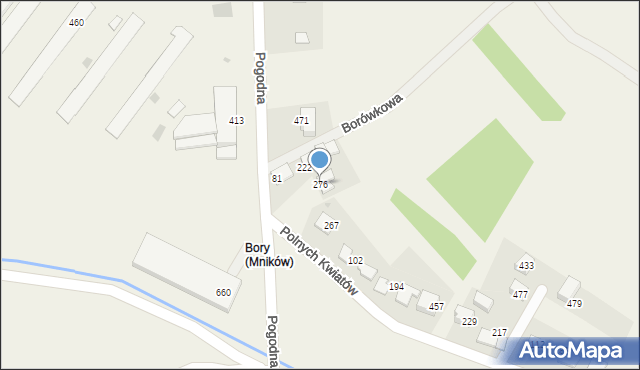 Mników, Polnych Kwiatów, 1, mapa Mników