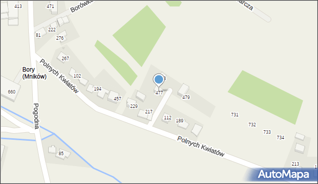 Mników, Polnych Kwiatów, 15, mapa Mników