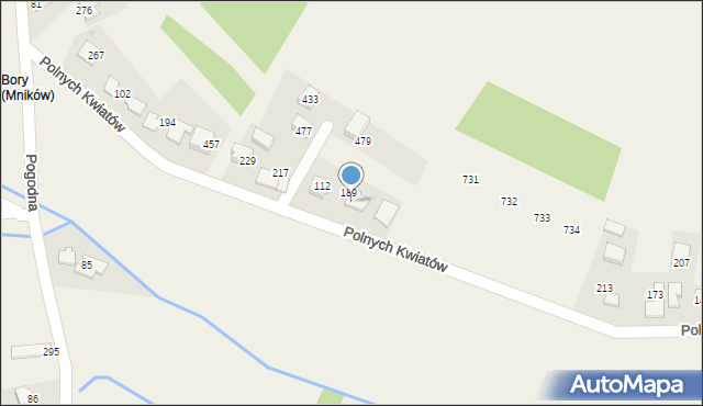 Mników, Polnych Kwiatów, 23, mapa Mników