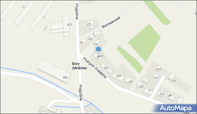 Mników, Polnych Kwiatów, 3, mapa Mników