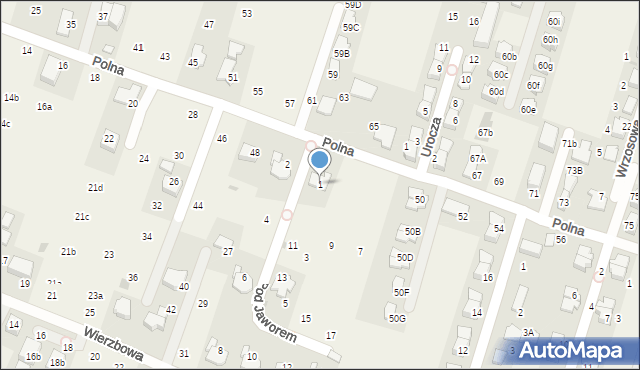 Modlnica, Pod Jaworem, 1, mapa Modlnica