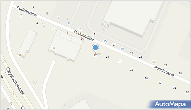 Modlnica, Podchruście, 12, mapa Modlnica