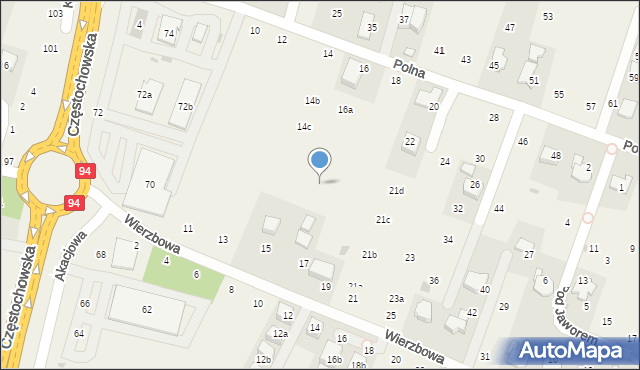 Modlnica, Polna, 16c, mapa Modlnica