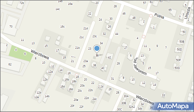 Modlnica, Polna, 36, mapa Modlnica