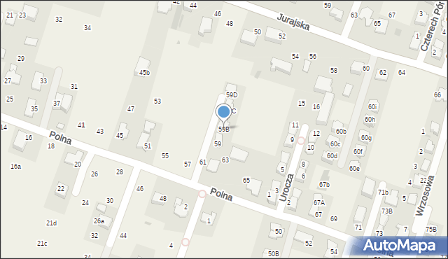 Modlnica, Polna, 59B, mapa Modlnica