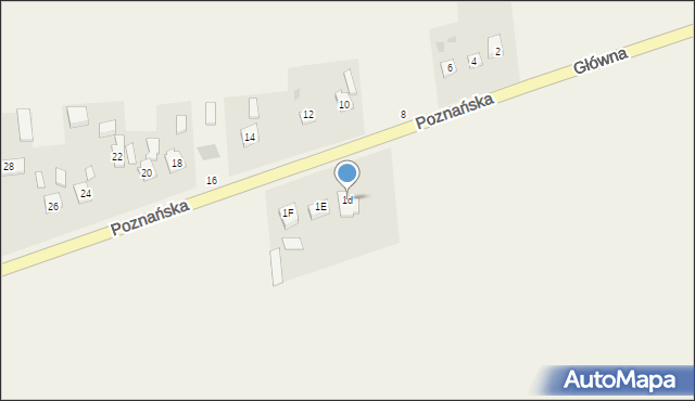 Modrze, Poznańska, 1d, mapa Modrze