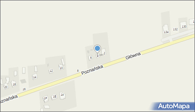 Modrze, Poznańska, 4, mapa Modrze