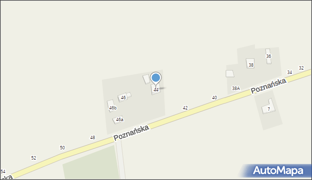 Modrze, Poznańska, 44, mapa Modrze
