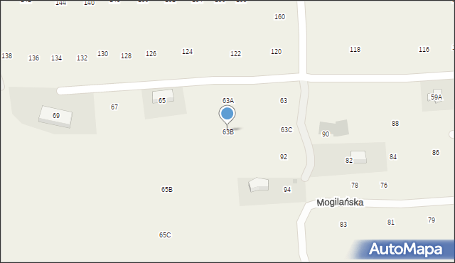 Mogilany, Podedworze, 63B, mapa Mogilany