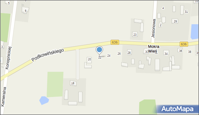 Mokra Wieś, Podkowińskiego Władysława, 22, mapa Mokra Wieś