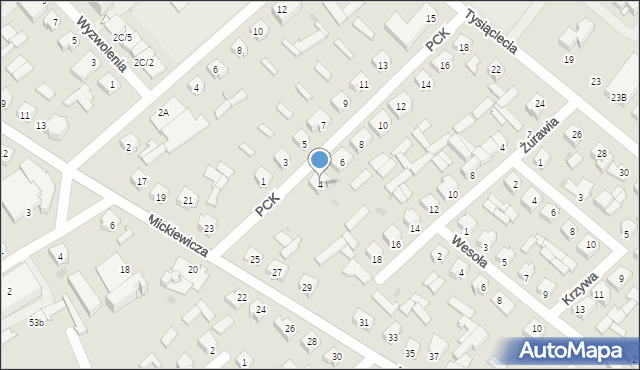 Mońki, Polskiego Czerwonego Krzyża, 4, mapa Mońki