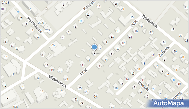 Mońki, Polskiego Czerwonego Krzyża, 5, mapa Mońki