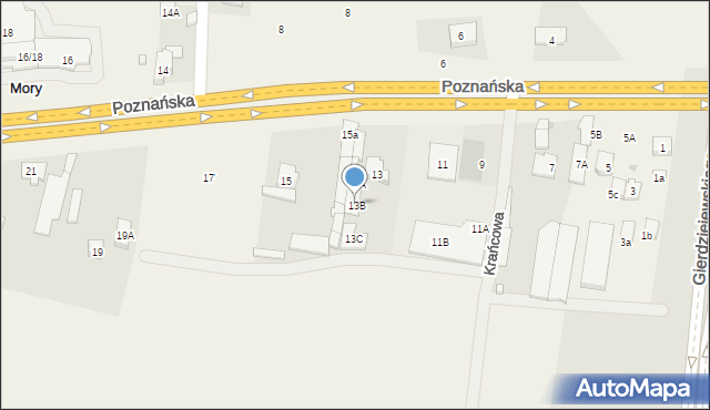 Mory, Poznańska, 13B, mapa Mory