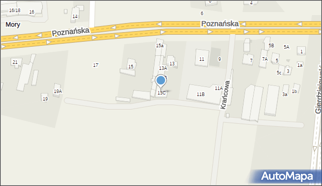Mory, Poznańska, 13C, mapa Mory