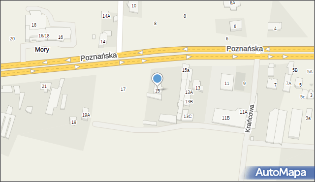 Mory, Poznańska, 15, mapa Mory