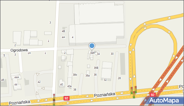 Mory, Poznańska, 34A, mapa Mory