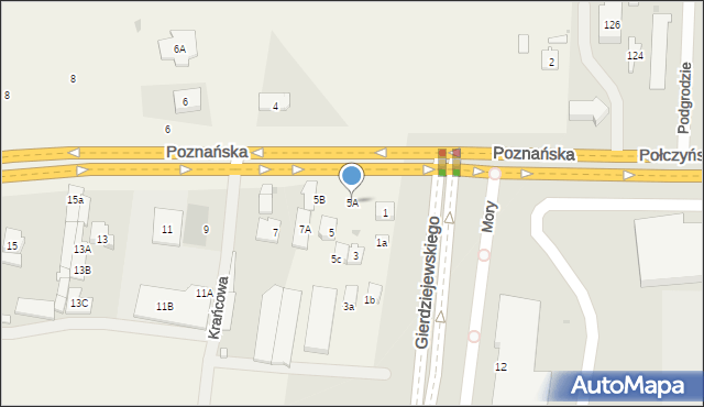 Mory, Poznańska, 5A, mapa Mory