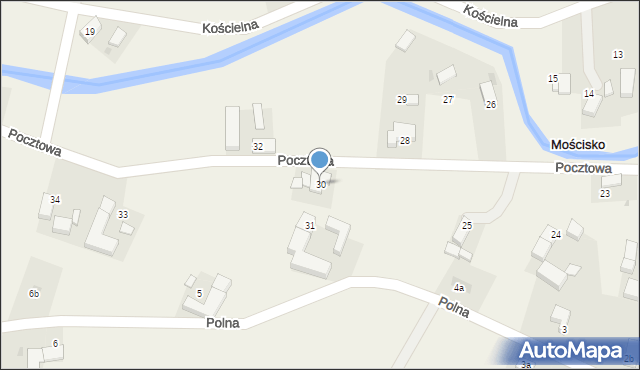 Mościsko, Pocztowa, 30, mapa Mościsko