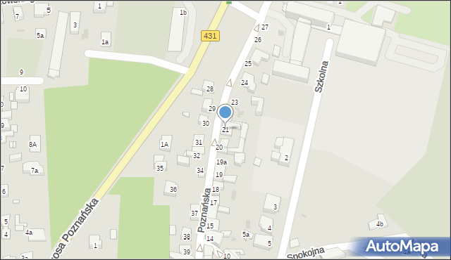 Mosina, Poznańska, 21, mapa Mosina