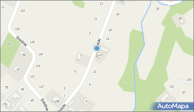 Moszczenica, Potoki, 12, mapa Moszczenica