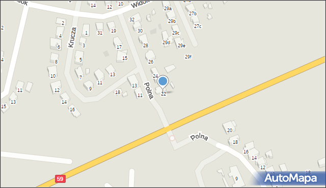 Mrągowo, Polna, 22, mapa Mrągowo