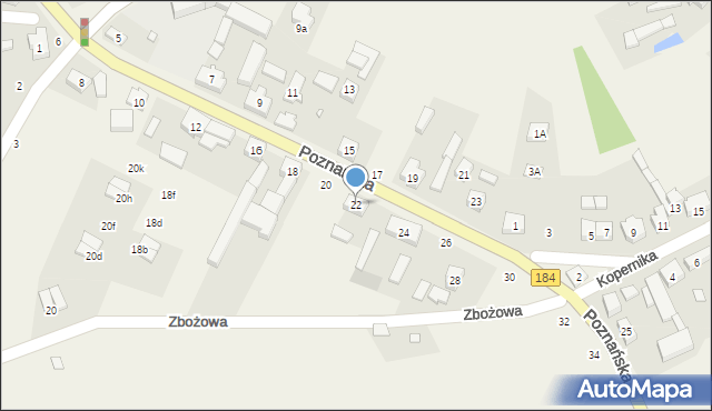 Mrowino, Poznańska, 22, mapa Mrowino