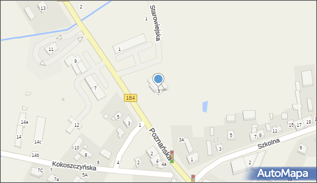 Mrowino, Poznańska, 3, mapa Mrowino