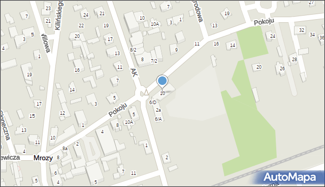 Mrozy, Pokoju, 12B, mapa Mrozy