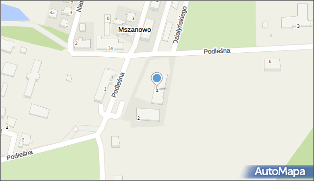 Mszanowo, Podleśna, 4, mapa Mszanowo