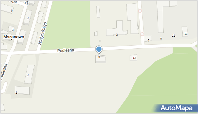 Mszanowo, Podleśna, 6, mapa Mszanowo