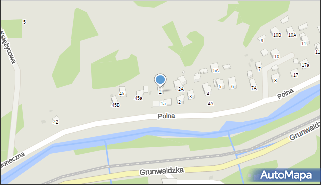 Muszyna, Polna, 1, mapa Muszyna