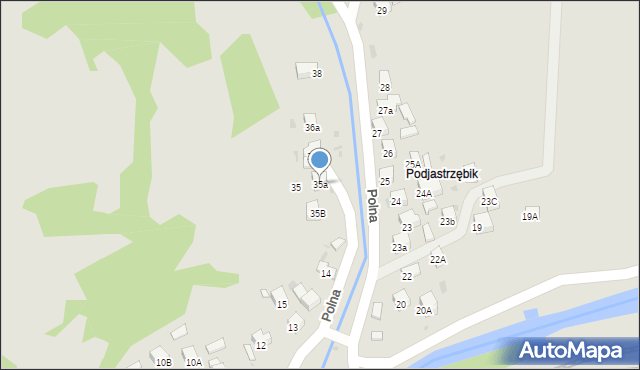 Muszyna, Polna, 35a, mapa Muszyna