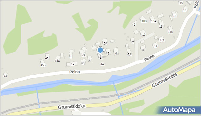 Muszyna, Polna, 4, mapa Muszyna