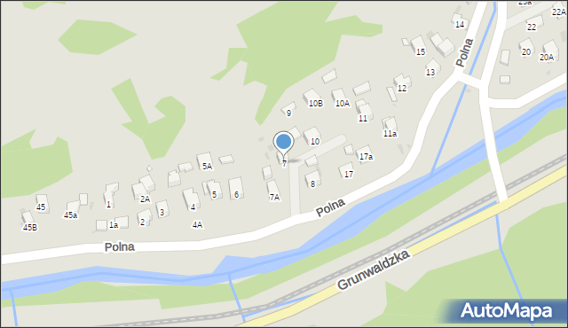 Muszyna, Polna, 7, mapa Muszyna