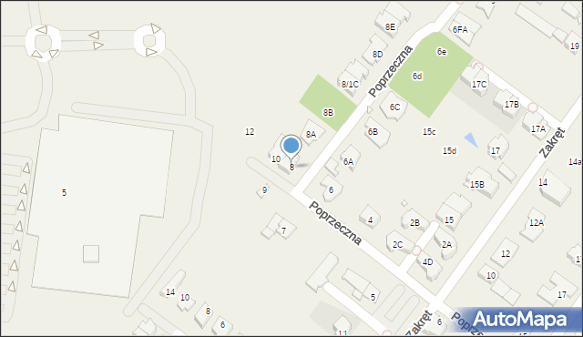 Mysiadło, Poprzeczna, 8, mapa Mysiadło