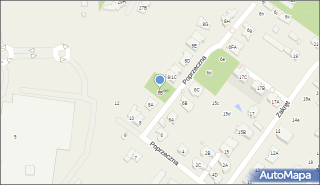 Mysiadło, Poprzeczna, 8B, mapa Mysiadło
