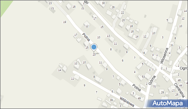 Myślachowice, Polna, 13, mapa Myślachowice
