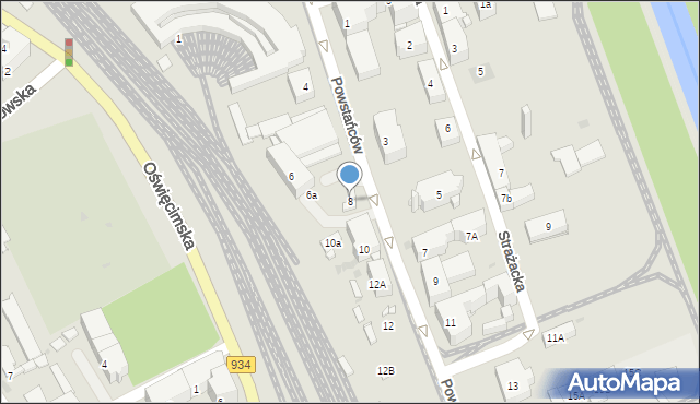 Mysłowice, Powstańców, 8, mapa Mysłowice