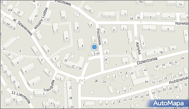 Mysłowice, Pocztowa, 1, mapa Mysłowice