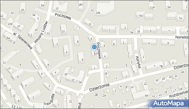 Mysłowice, Pocztowa, 3, mapa Mysłowice