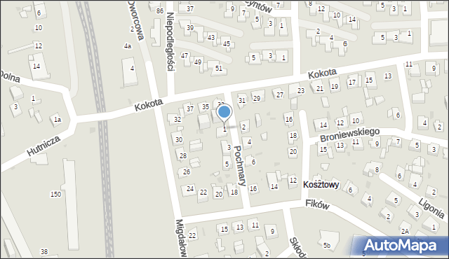 Mysłowice, Pochmary Władysława, 1, mapa Mysłowice