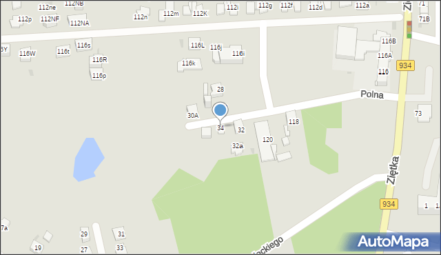 Mysłowice, Polna, 34, mapa Mysłowice