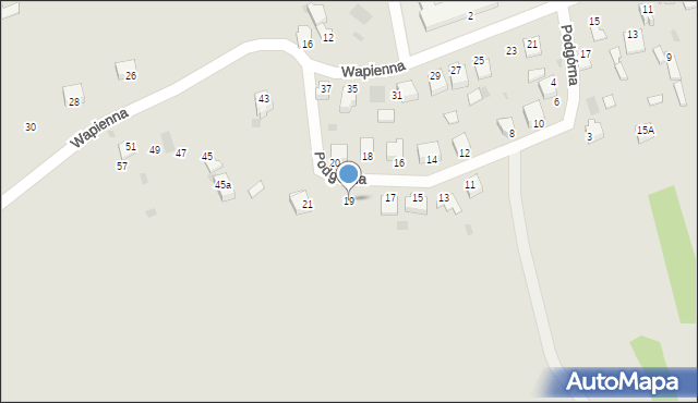 Myszków, Podgórna, 19, mapa Myszków