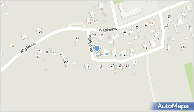 Myszków, Podgórna, 20, mapa Myszków