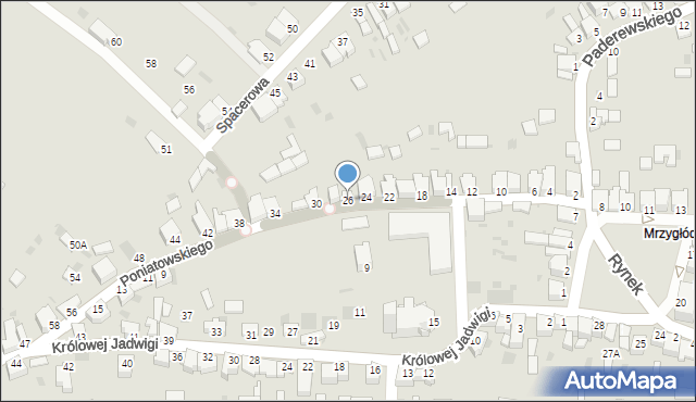 Myszków, Poniatowskiego, 26, mapa Myszków